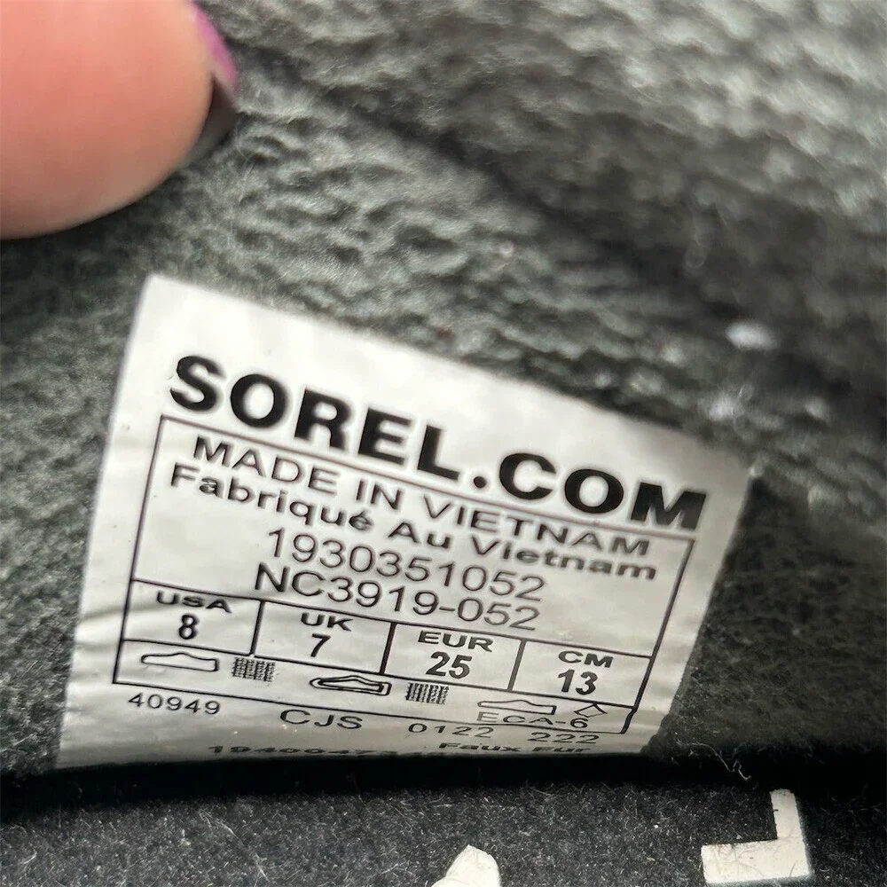 Sorel Kids Whitney II Strap Winter Snow Boots Gray Charcoal Purple Size 8